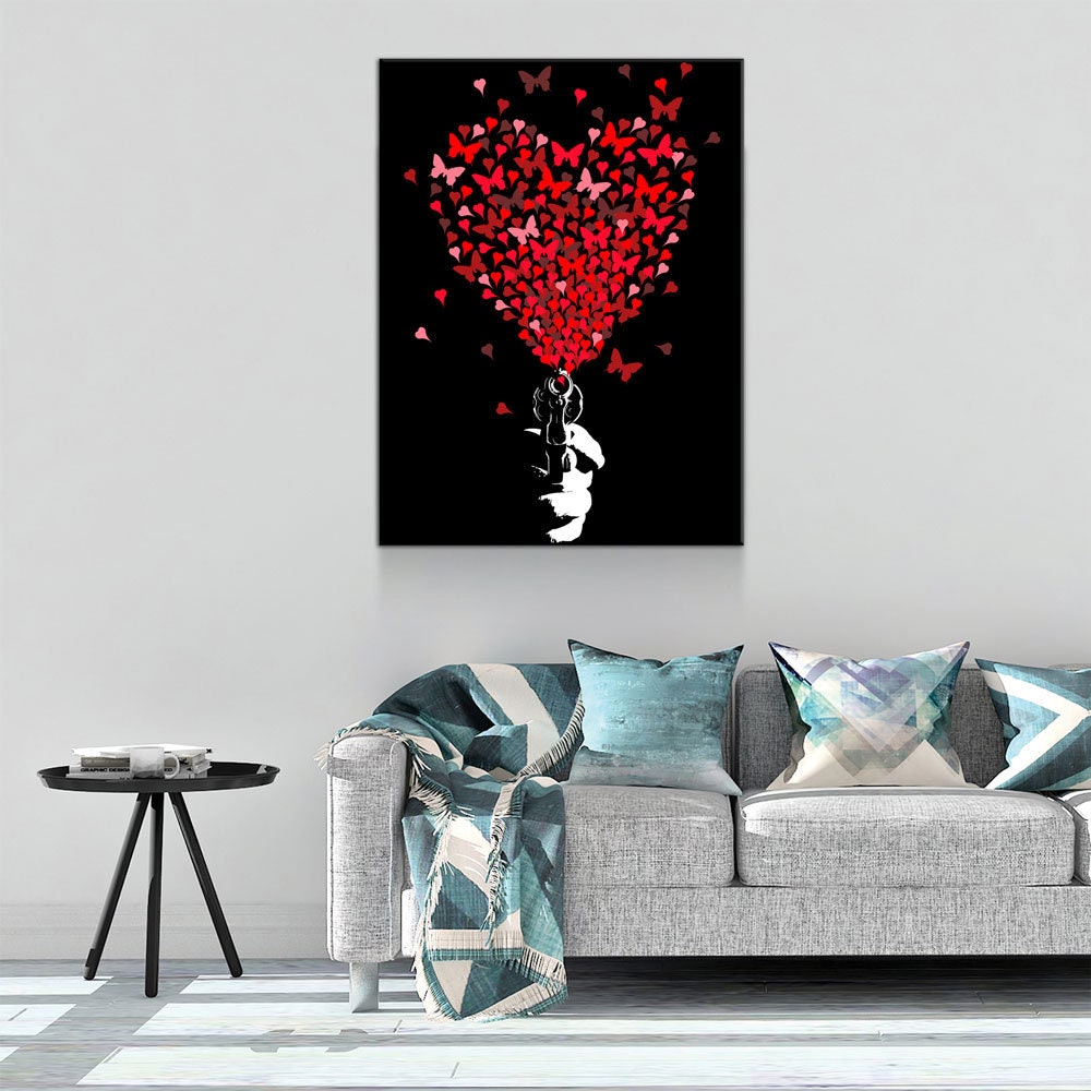 Love Gun Abstract Heart Canvas Wall Art