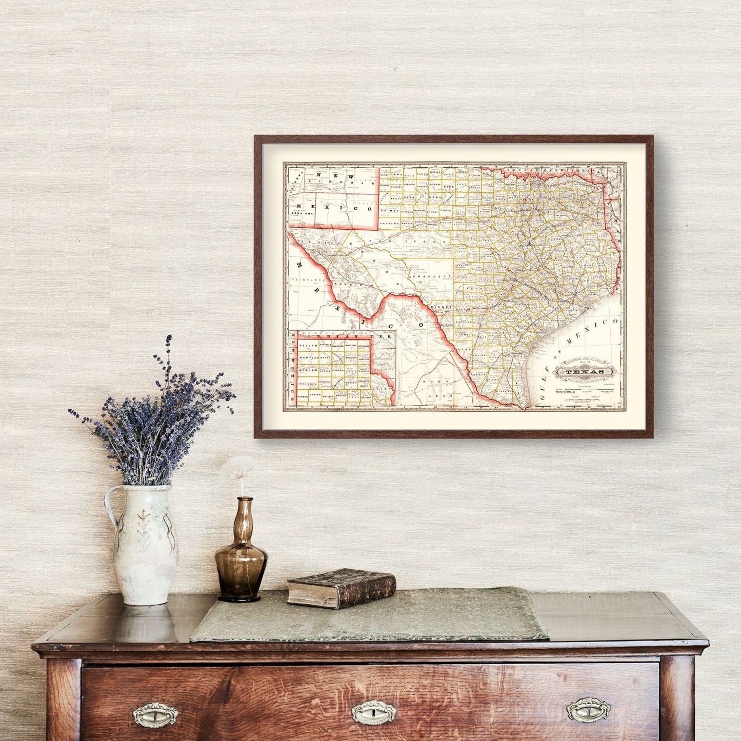 Vintage Railroad Map of Texas, 1882