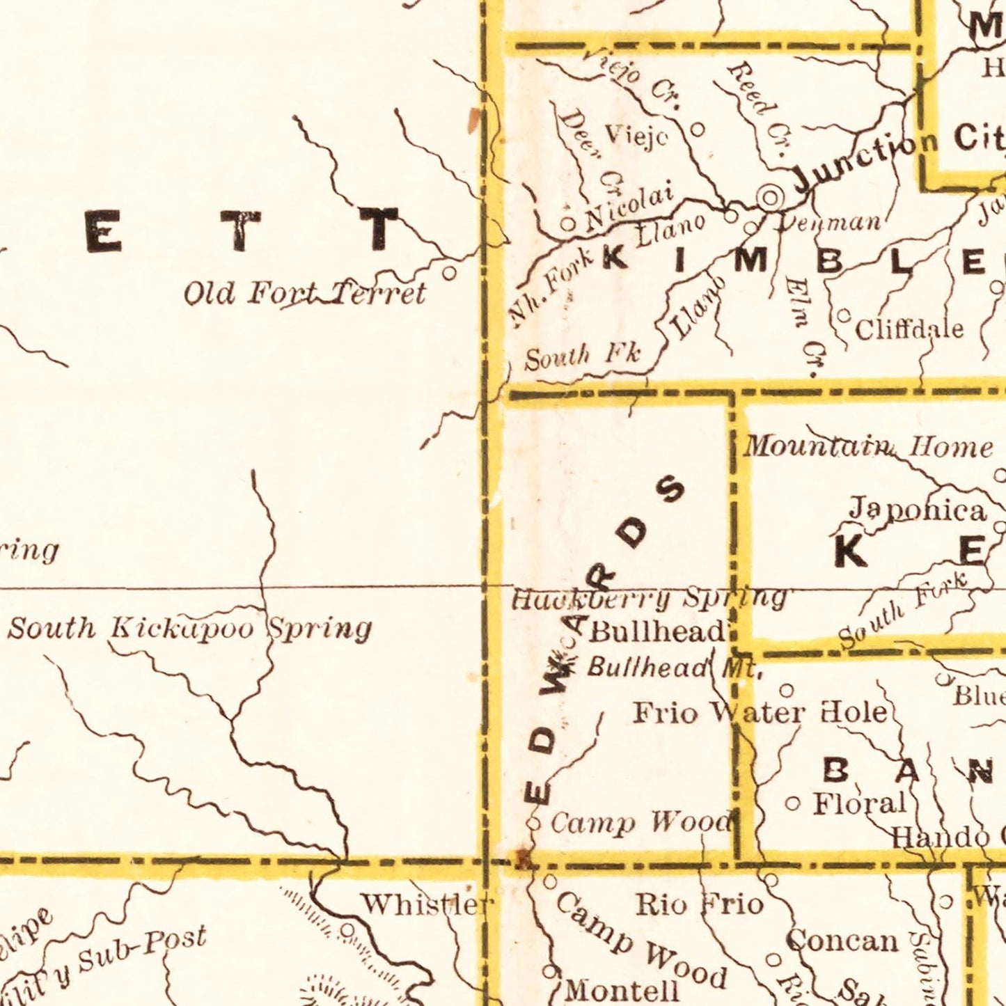 Vintage Railroad Map of Texas, 1882