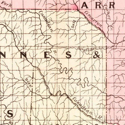 Vintage Railroad Map of Oklahoma, 1882