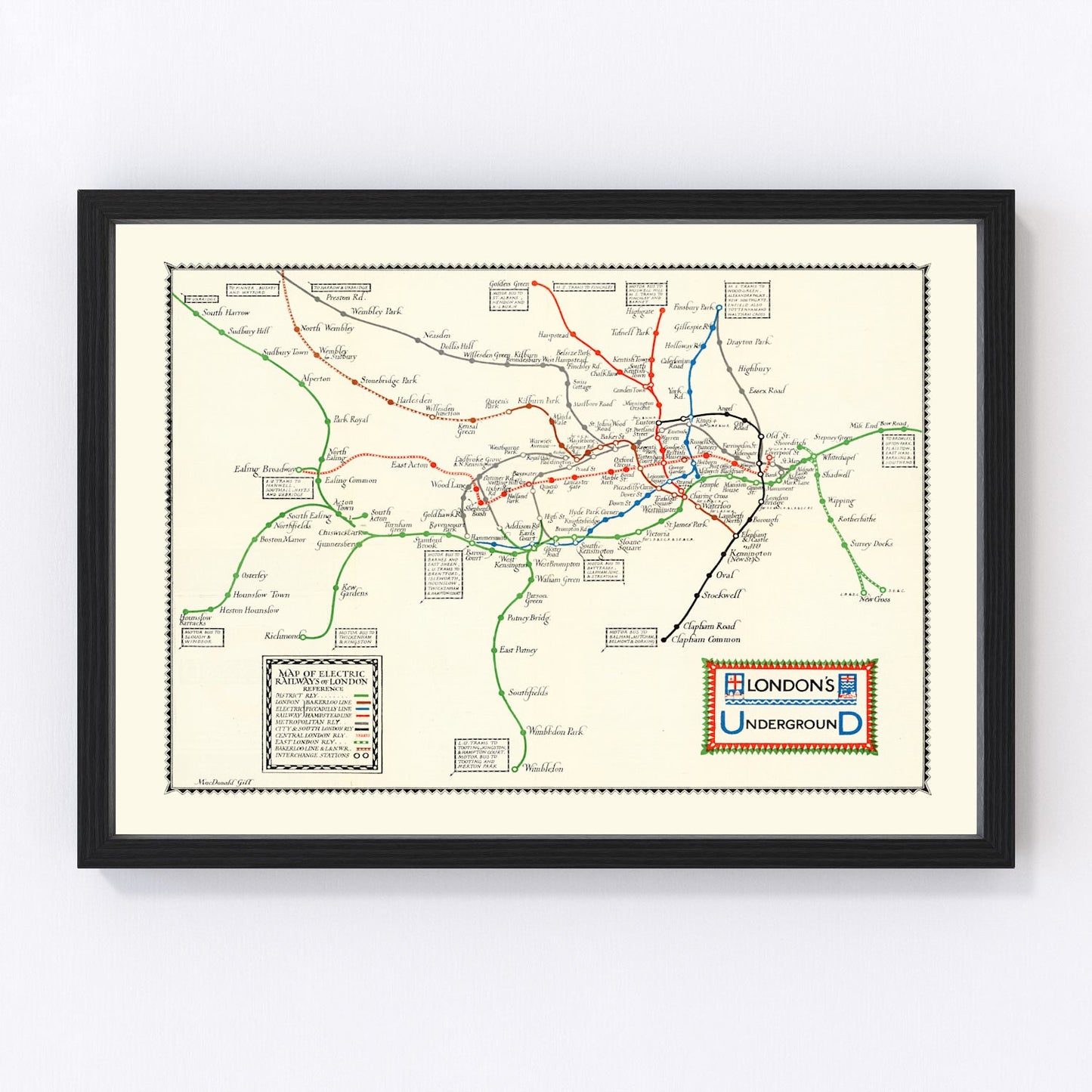 vintage map of the London Underground, 1922