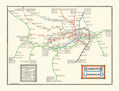 Vintage Map of London's Underground 1922