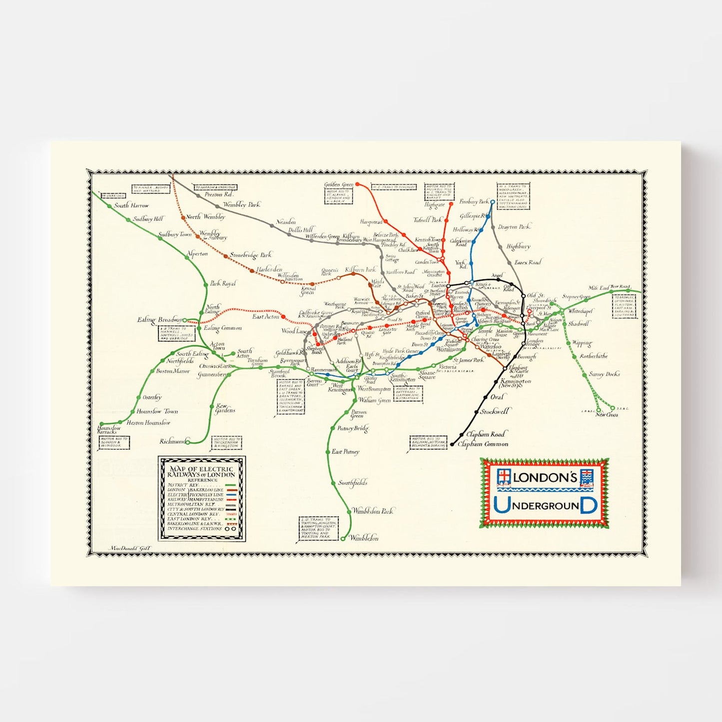 Vintage Map of the London Underground, 1922