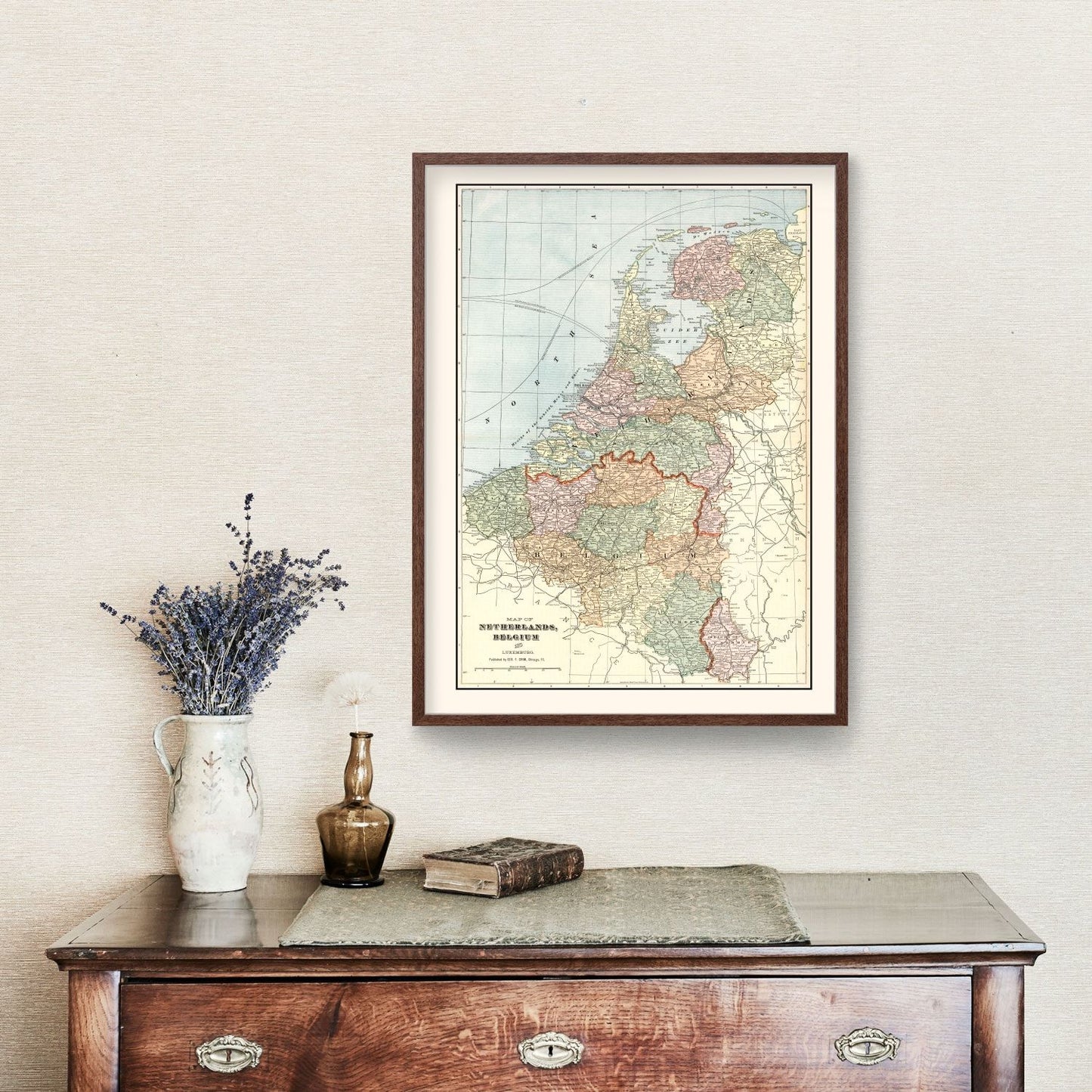 Vintage Map of Netherlands, Belgium & Luxembourg, 1901