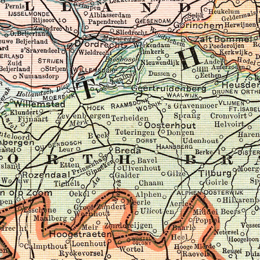 Vintage Map of Netherlands, Belgium & Luxembourg, 1901