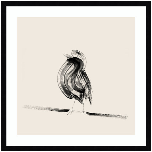 Framed bird on a branch wall art print in a modern frame