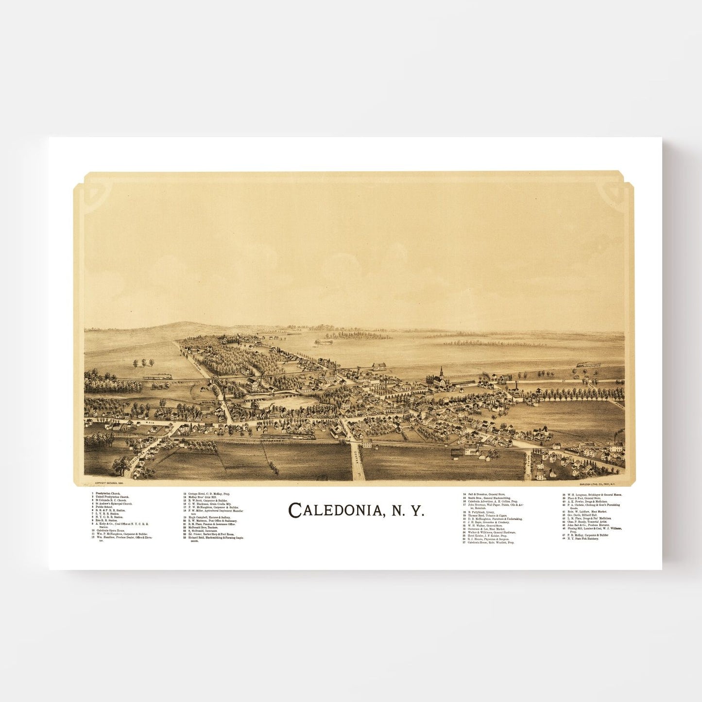 Vintage Map of Caledonia, New York, 1892 | Wall Art