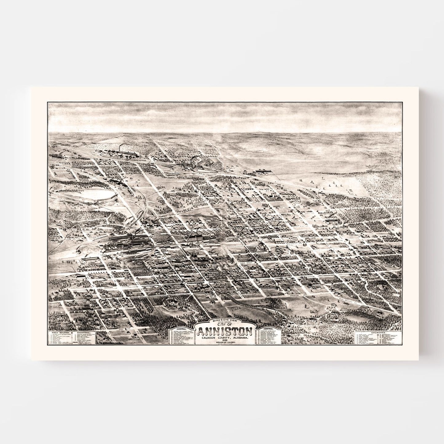 Vintage Map of Anniston, Alabama, 1903