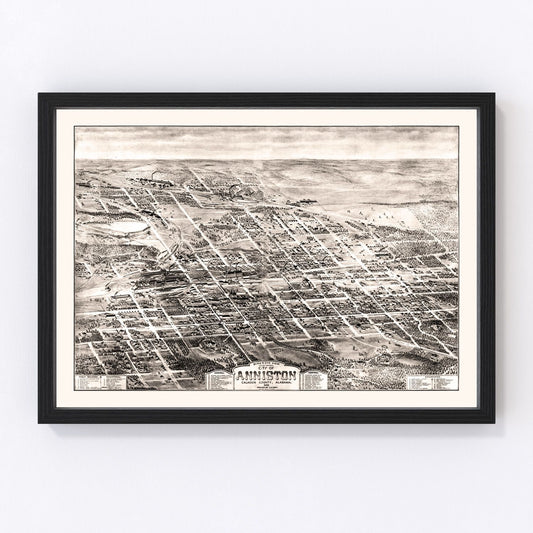 Restored vintage map of Anniston, Alabama, 1903