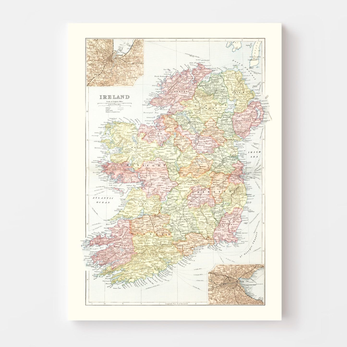 Vintage Map of Ireland, 1891