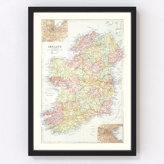 Vintage map of Ireland, 1891