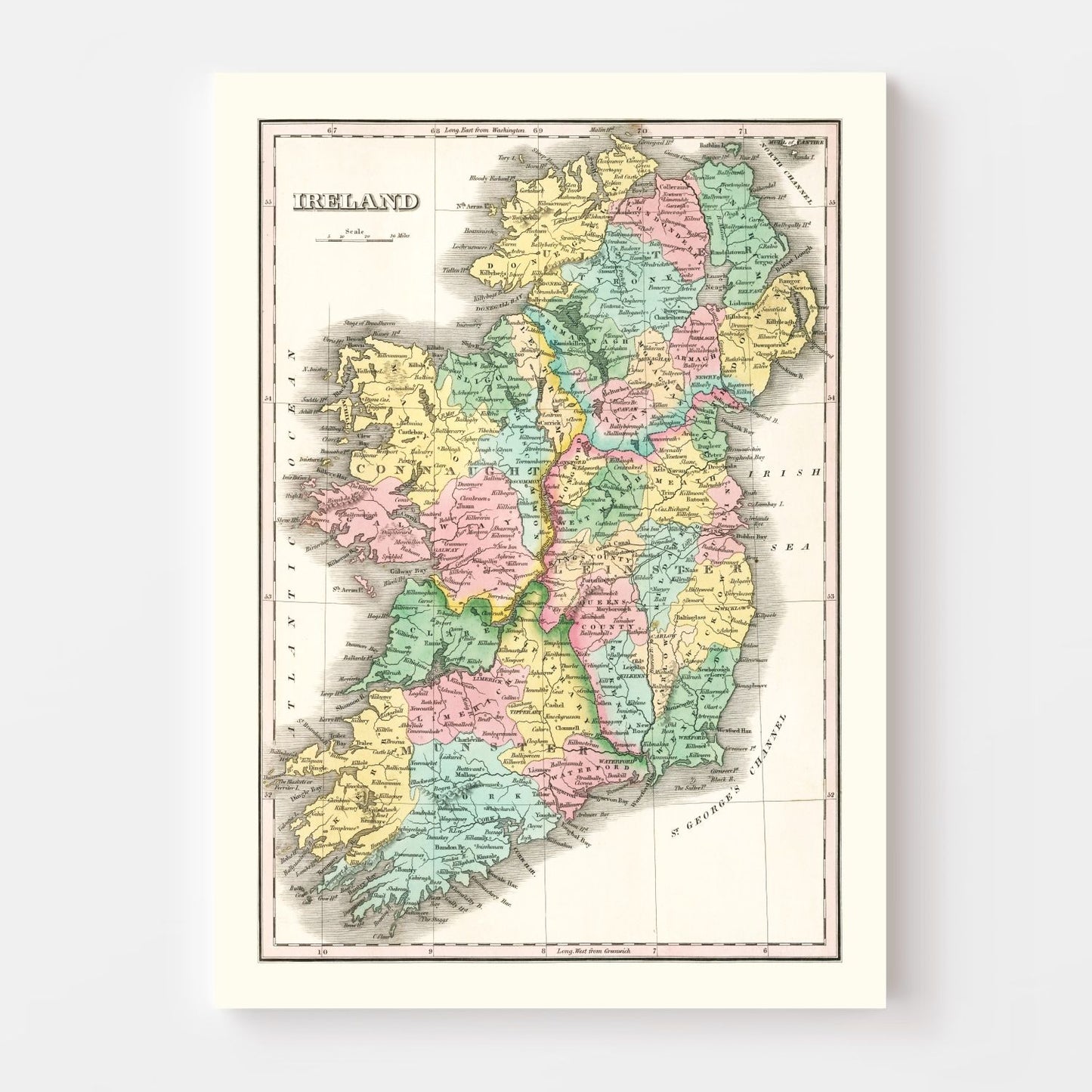 Vintage Map of Ireland, 1827