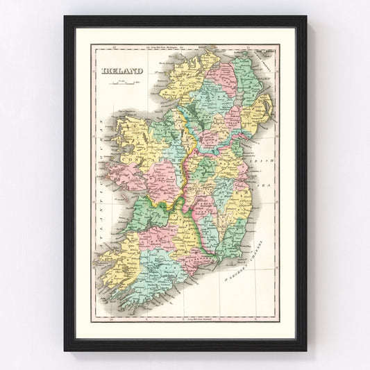 Vintage map of Ireland, 1827