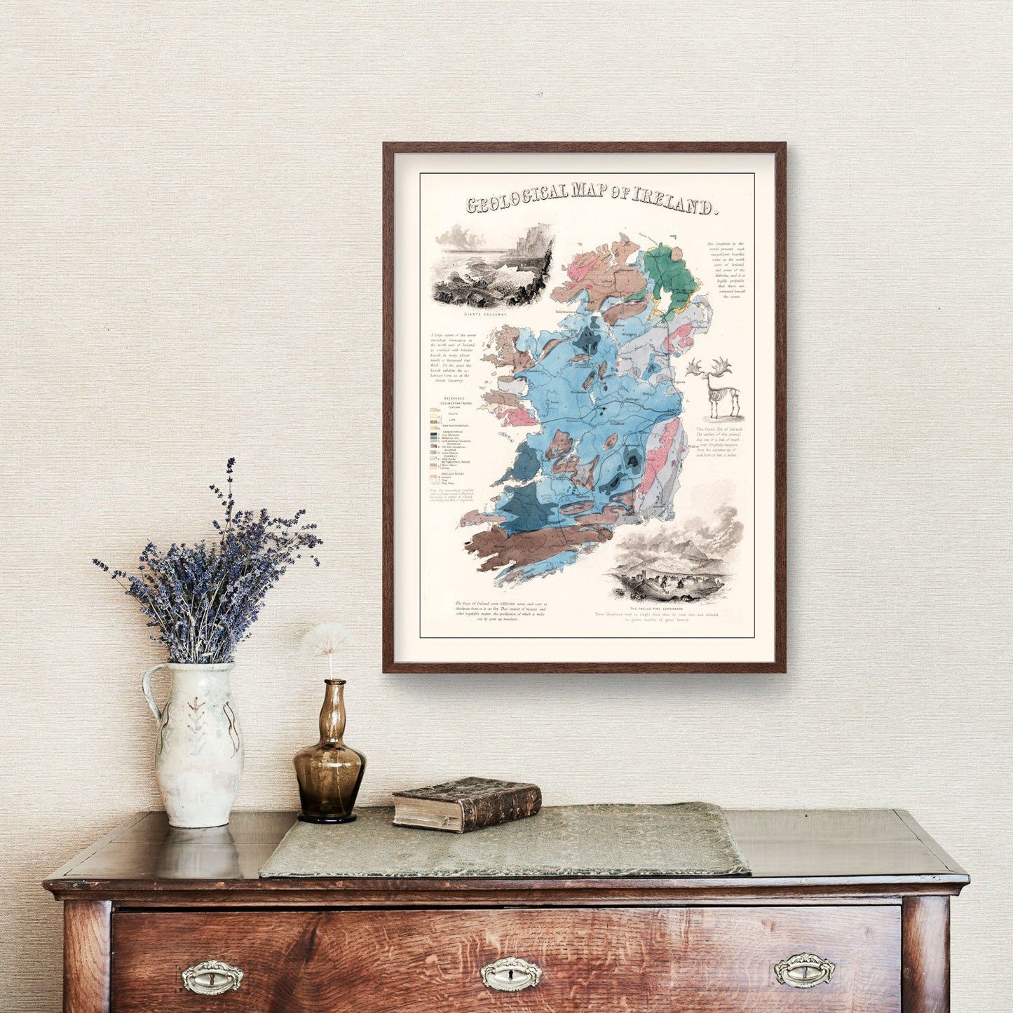 Vintage Geological Map of Ireland, 1850