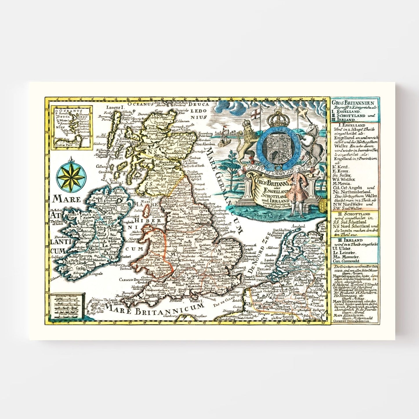 Vintage Map of England, Scotland and Ireland, 1790