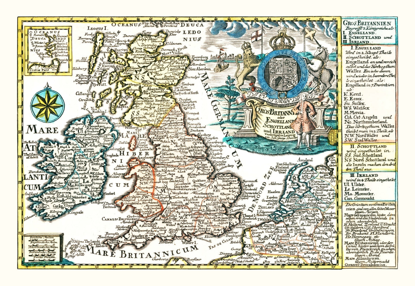 Vintage Map of England, Scotland and Ireland, 1790