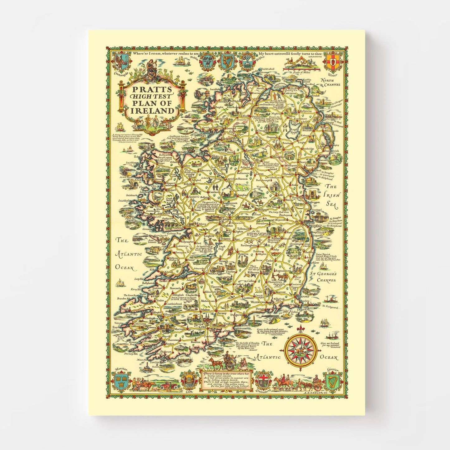 Vintage Map of Ireland, 1933