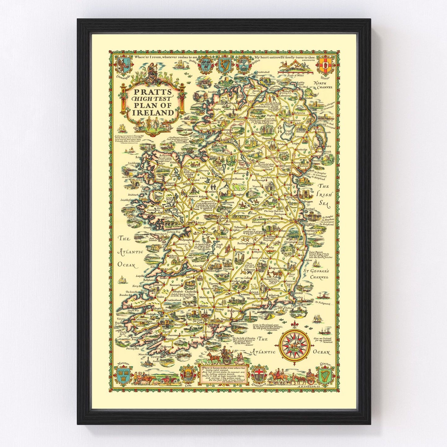 Vintage map of Ireland, 1933