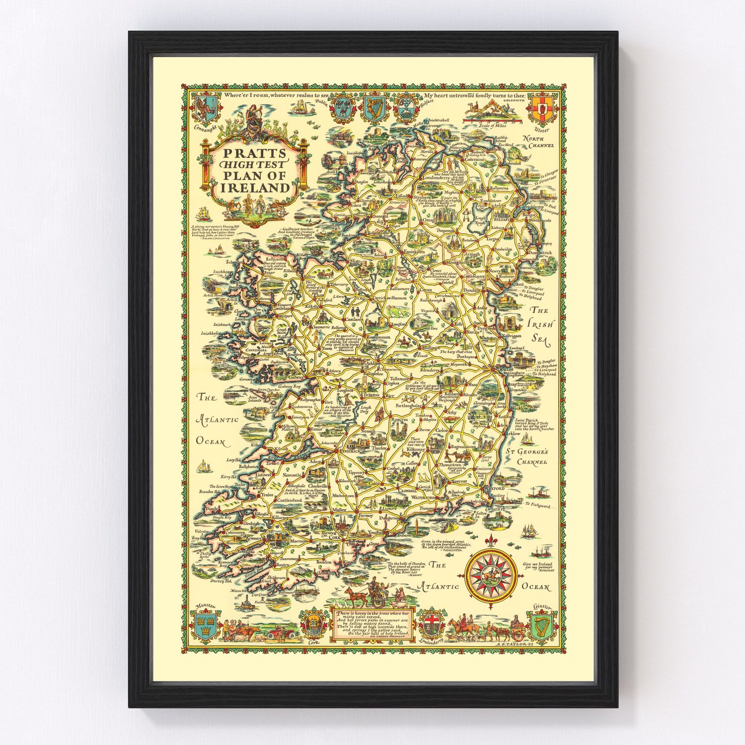 Vintage map of Ireland, 1933