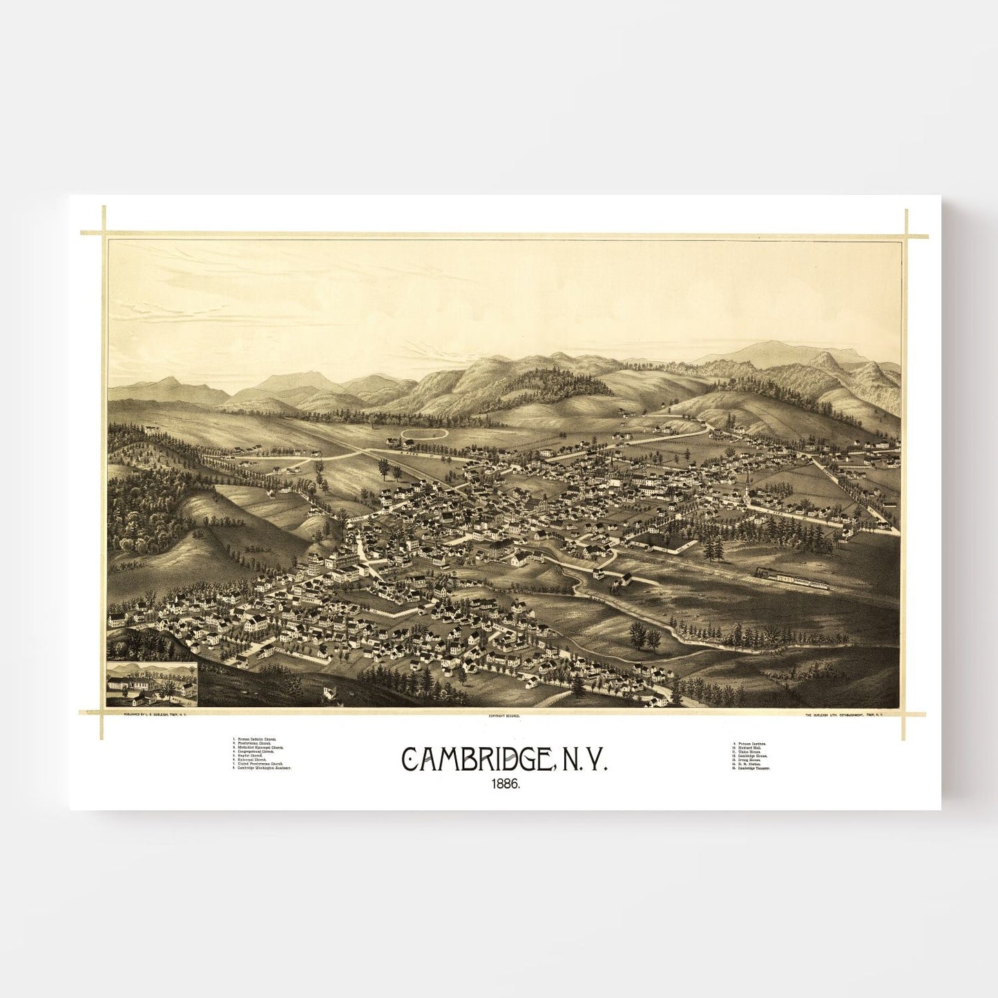 Vintage Map of Cambridge, New York, 1886