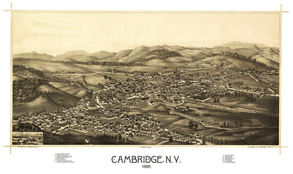 Vintage Map of Cambridge, New York, 1886