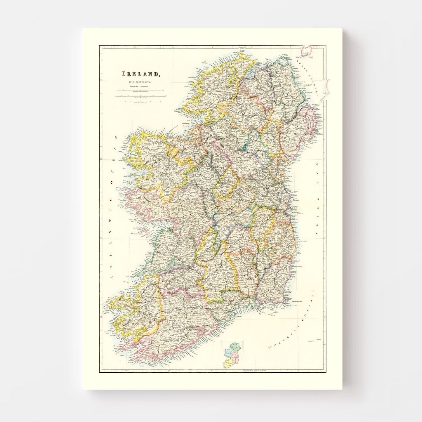Vintage Map of Ireland, 1884