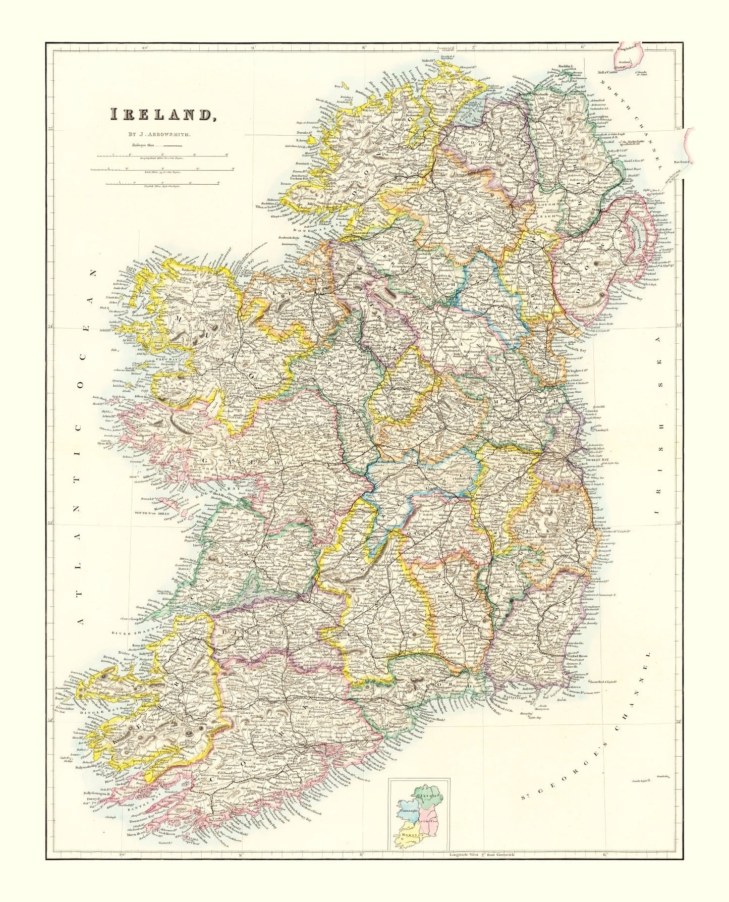 Vintage Map of Ireland, 1884