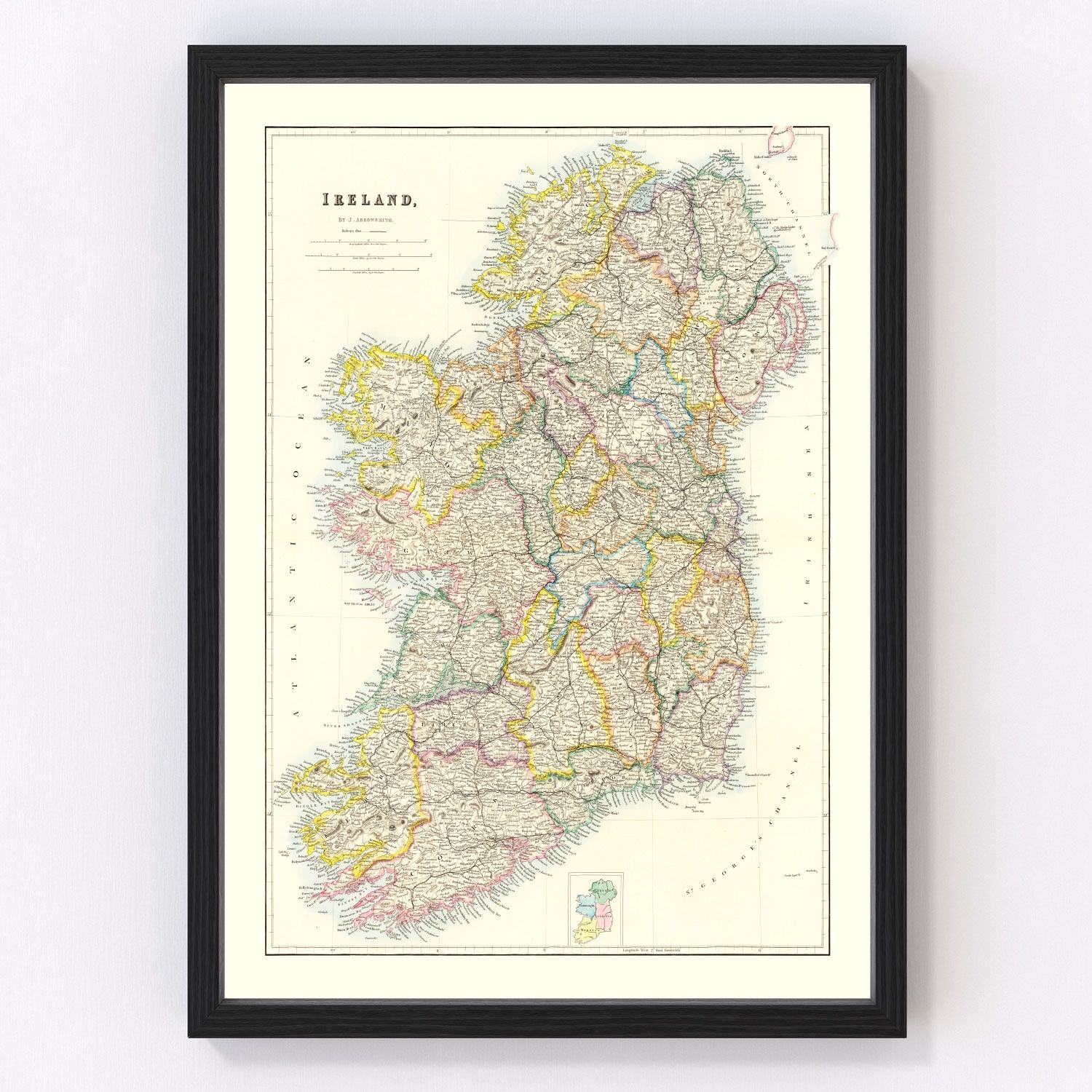 Vintage map of Ireland, 1884