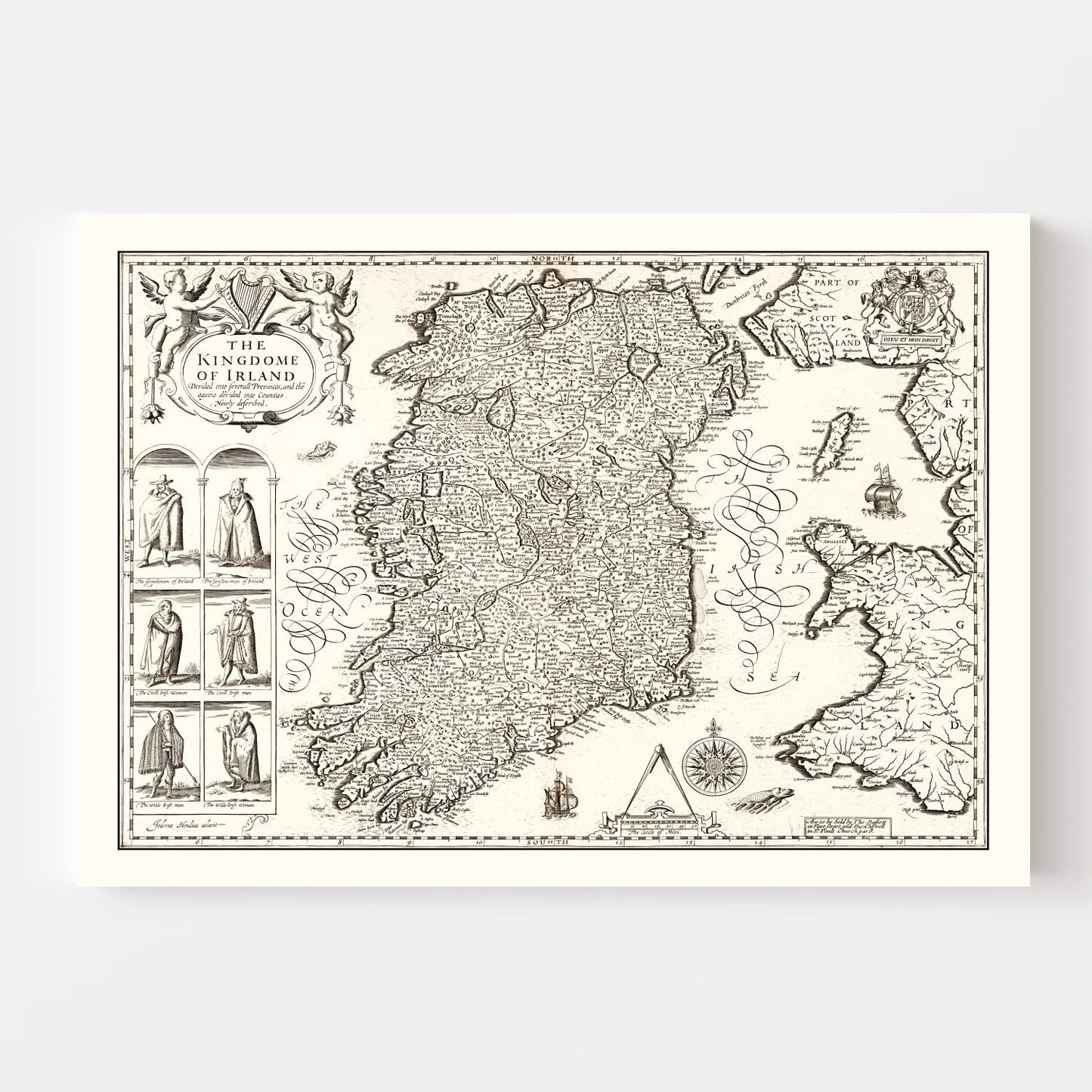 Vintage Map of Ireland, 1676