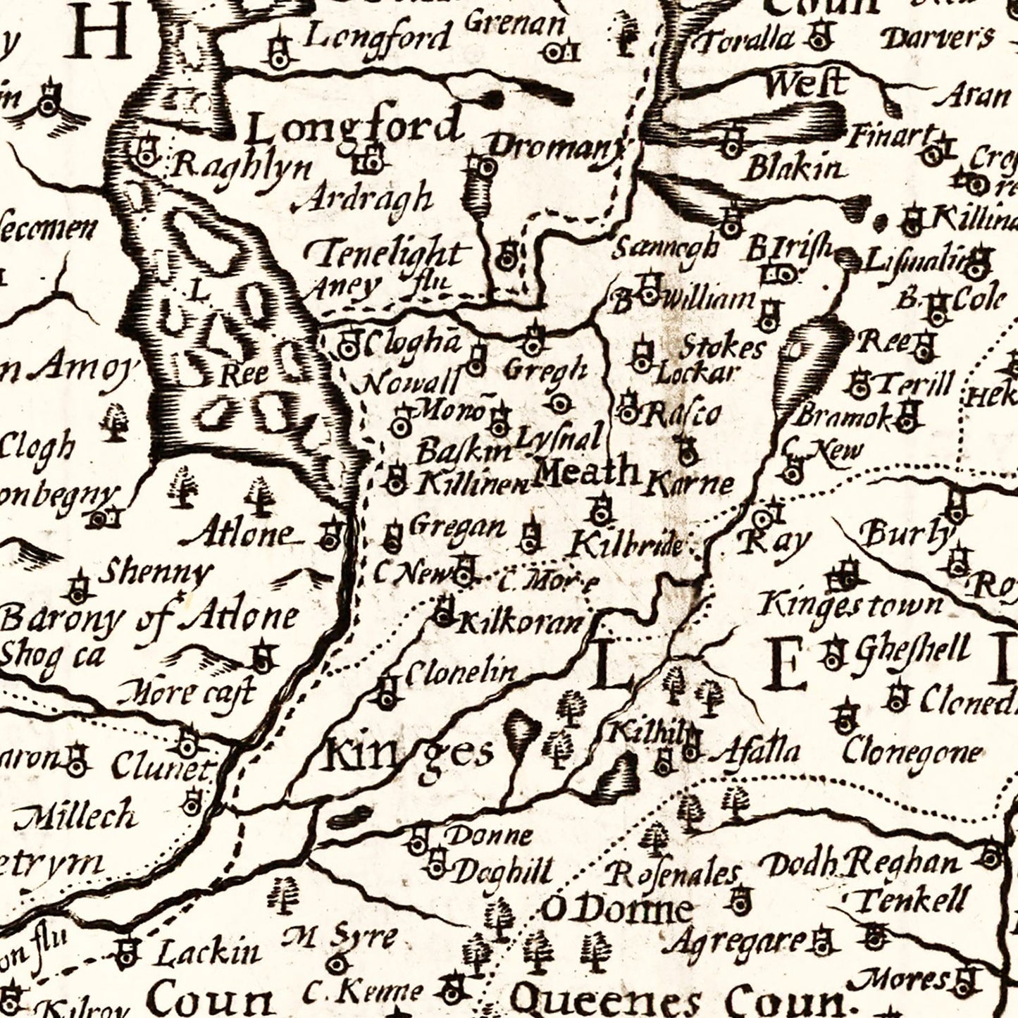Vintage Map of Ireland, 1676
