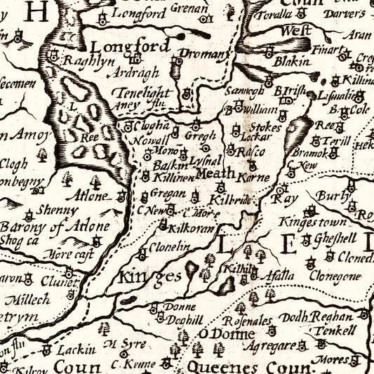 Vintage Map of Ireland, 1676