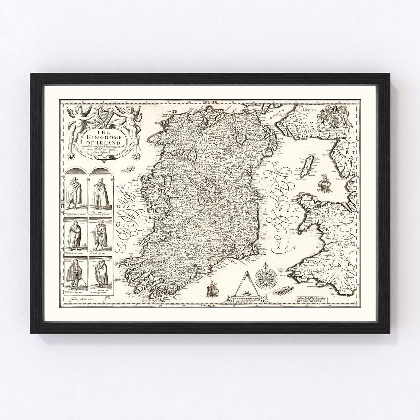Vintage map of Ireland, 1676