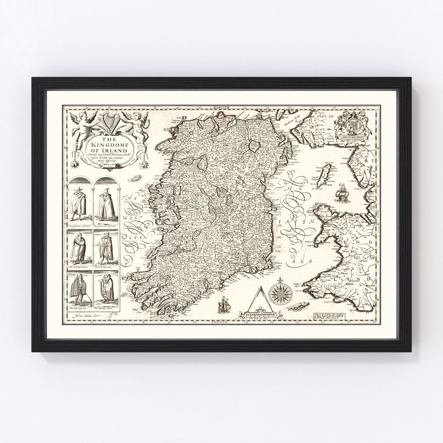 Vintage map of Ireland, 1676