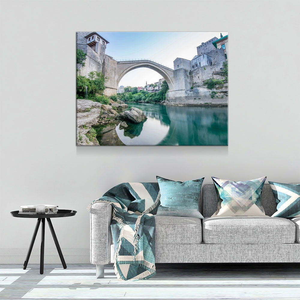Mostar Bridge Canvas Wall Art, Bosnia Stari Most Travel Print