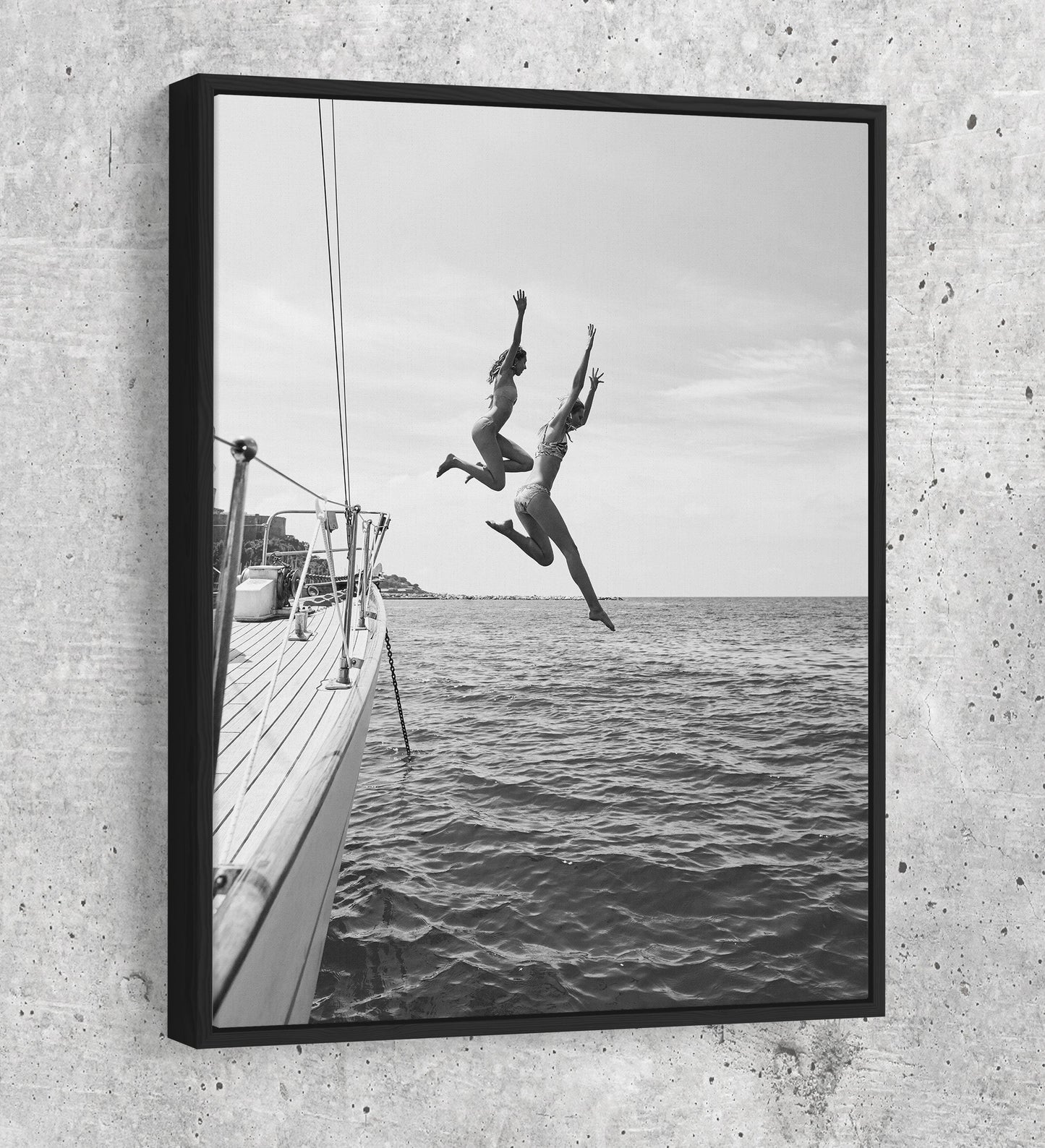 Best Friends Jumping Off Yacht Canvas Art