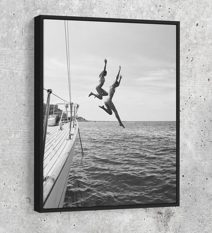 Best Friends Jumping Off Yacht Canvas Art