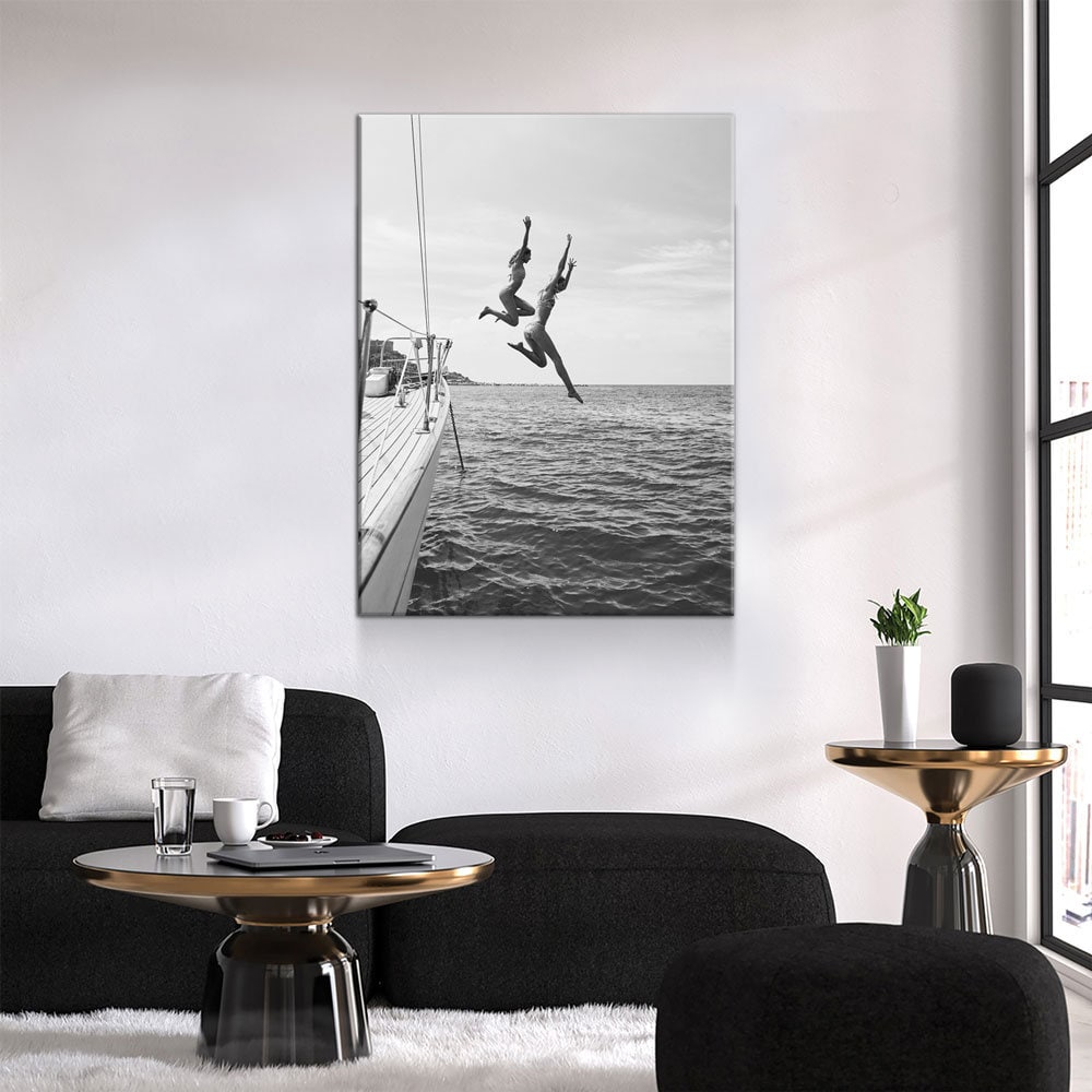 Best Friends Jumping Off Yacht Canvas Art