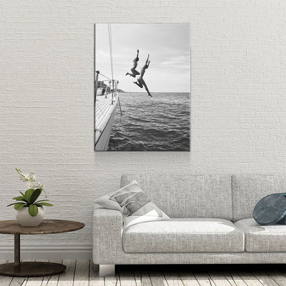 Best Friends Jumping Off Yacht Canvas Art