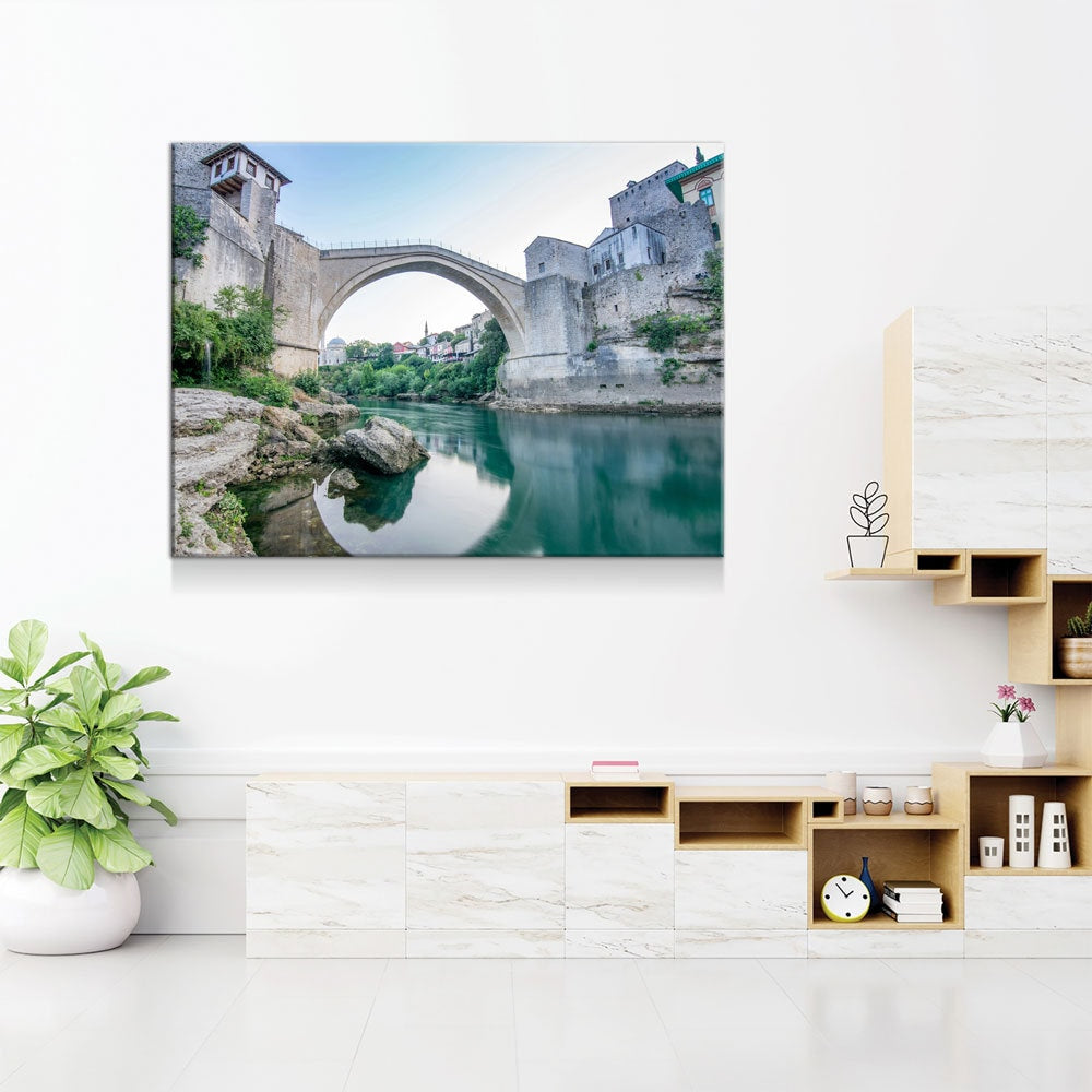 Mostar Bridge Canvas Wall Art, Bosnia Stari Most Travel Print