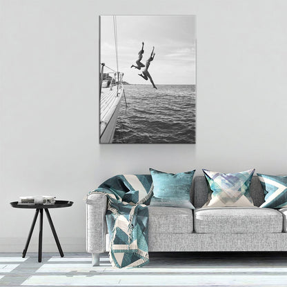 Best Friends Jumping Off Yacht Canvas Art