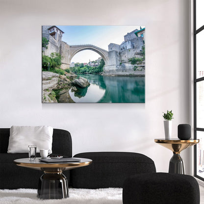 Mostar Bridge Canvas Wall Art, Bosnia Stari Most Travel Print