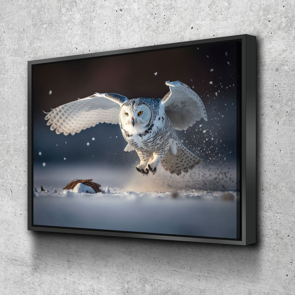 Snowy Owl Flying wildlife canvas wall art