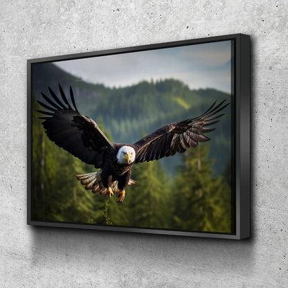 Flying Bald Eagle wildlife canvas wall art