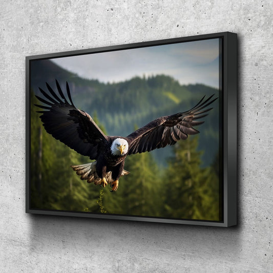 Flying Bald Eagle wildlife canvas wall art