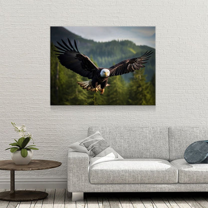 Flying Bald Eagle Canvas Wall Art