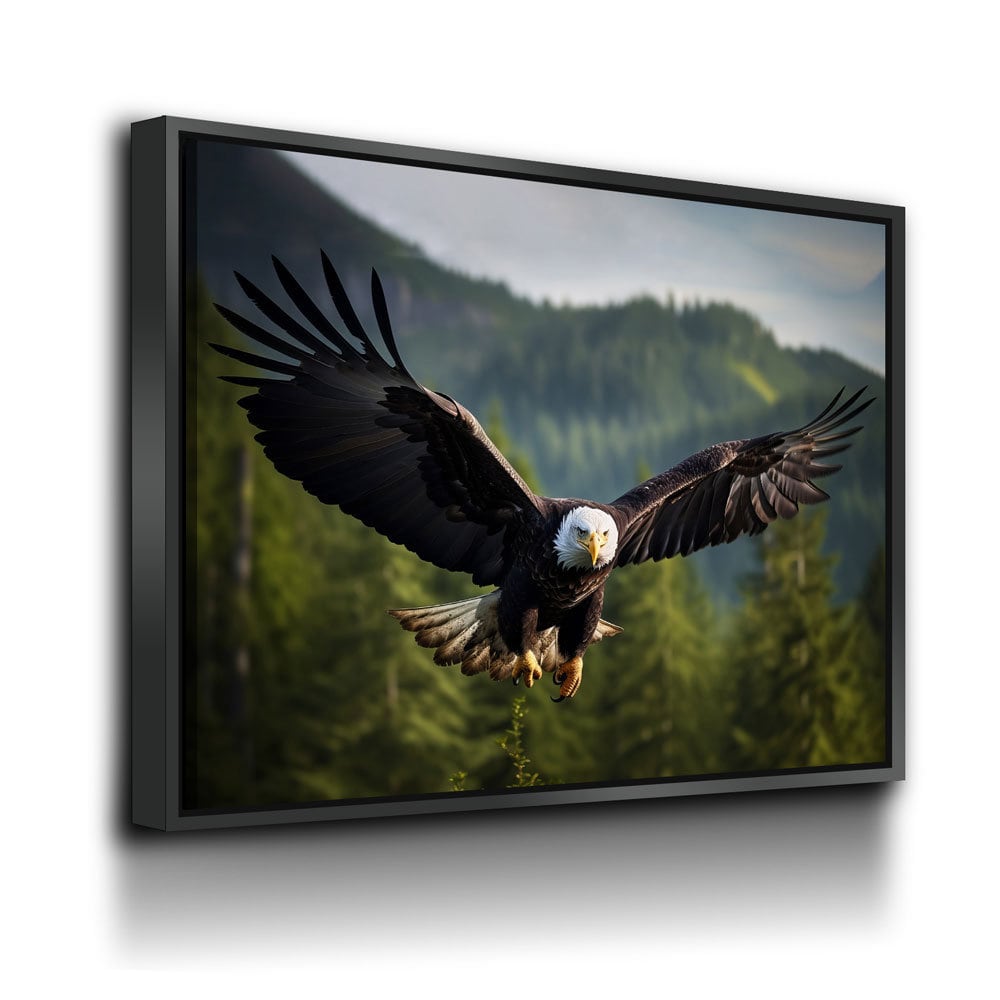 Flying Bald Eagle Canvas Wall Art