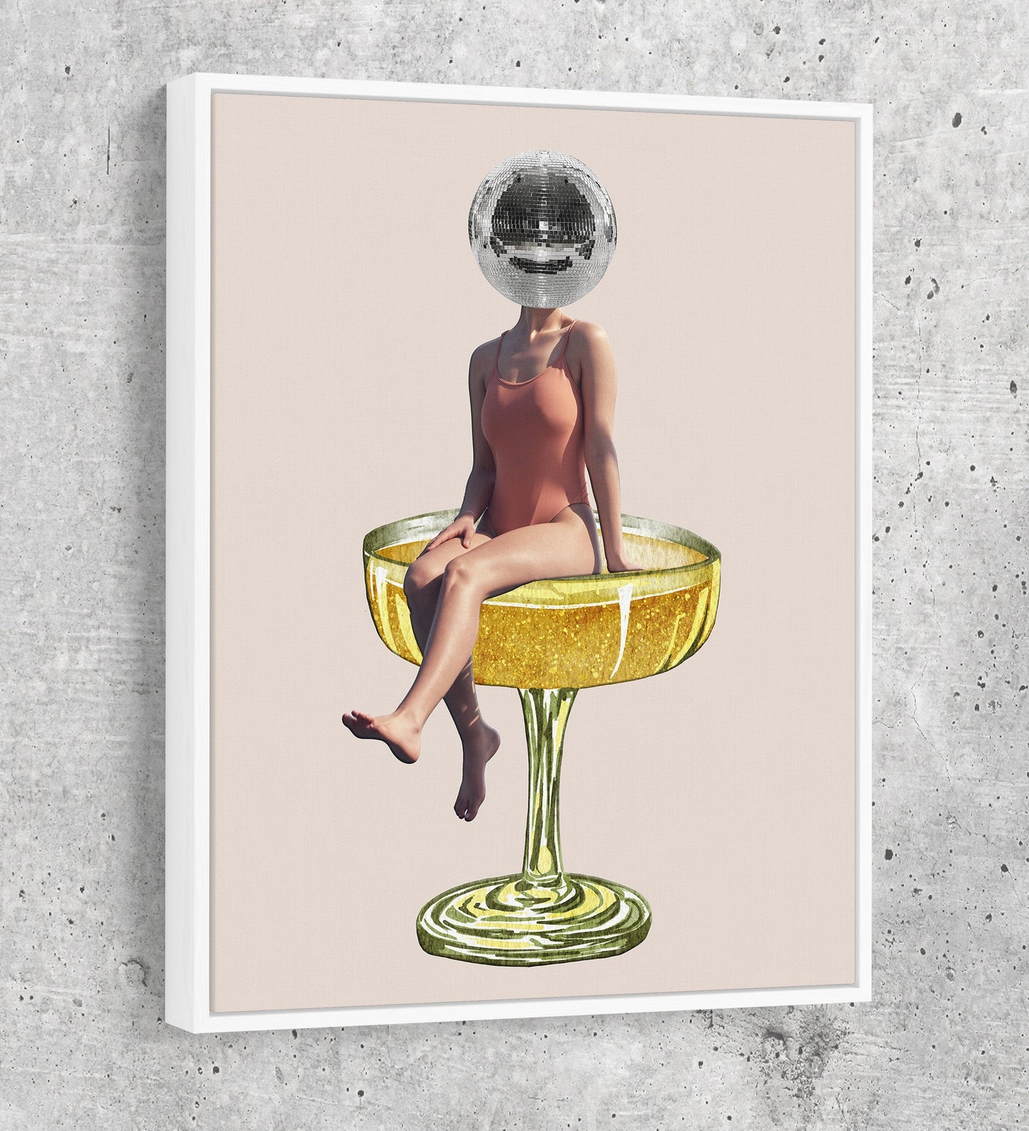 Disco Ball Head Canvas Wall Art - Retro Decor