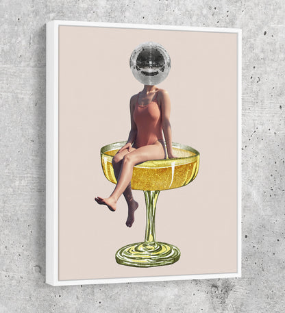 Disco Ball Head Canvas Wall Art - Retro Decor