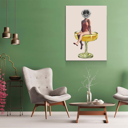 Disco Ball Head Canvas Wall Art - Retro Decor