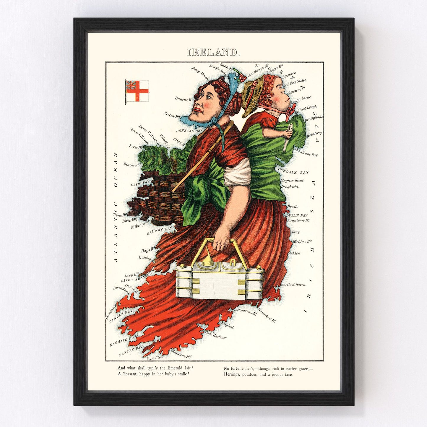 Vintage map of Ireland, 1868